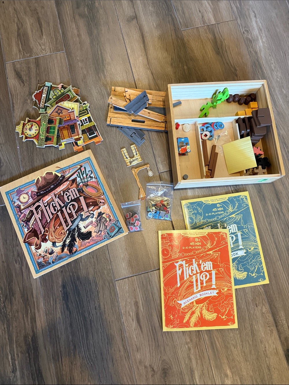 Flick 'Em Up! Board Game with Wooden Box and Components - Multi Color